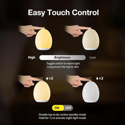 Portable Egg Shape Night Light with 7 RGB Colors | Stepless Dimming & Touch Control