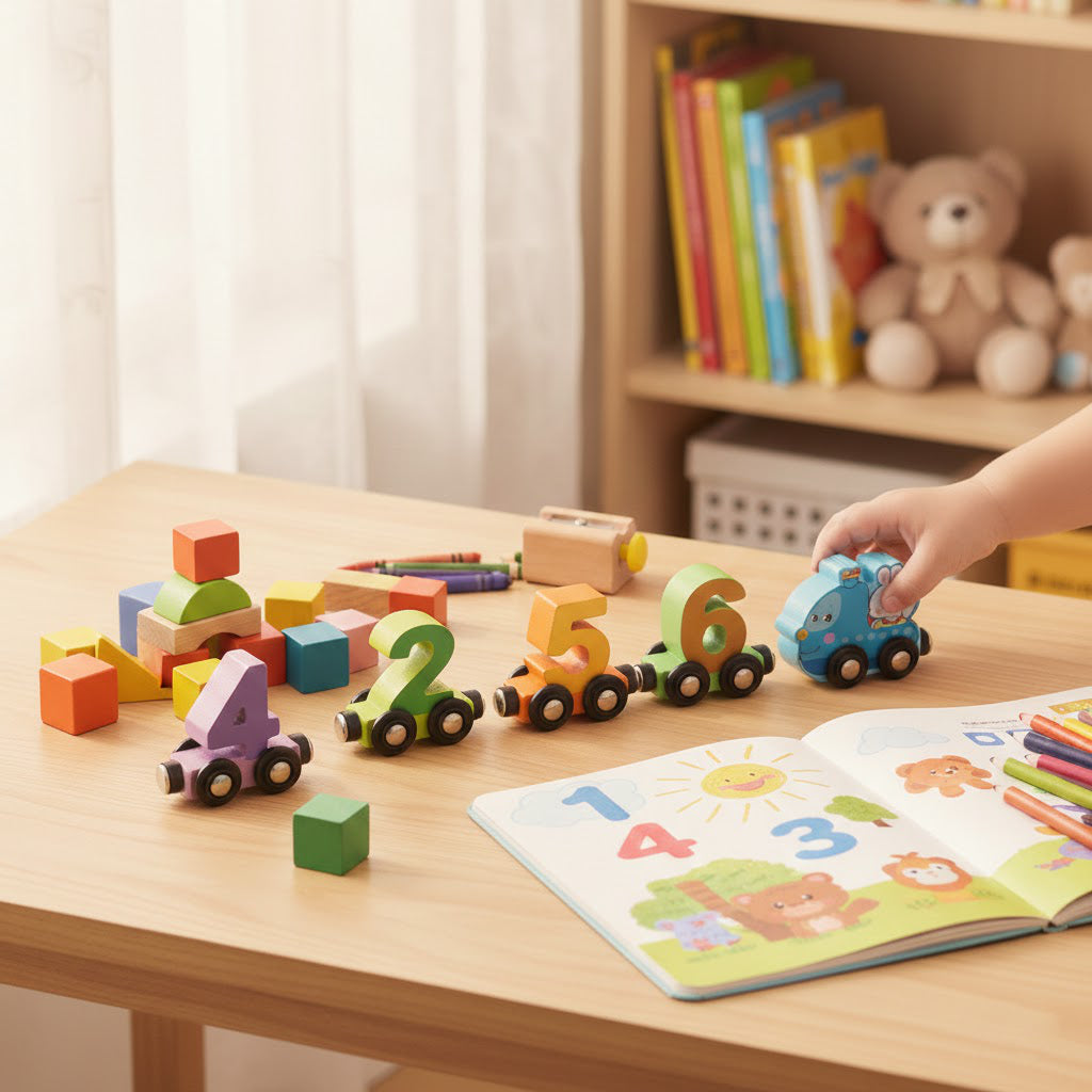 Magnetic Wooden Number Train Set