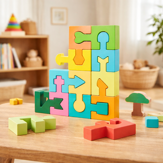 Geometric Wooden Shape Puzzle