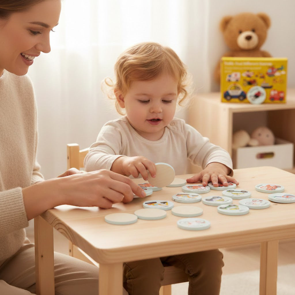 Wooden Traffic Memory & Matching Game