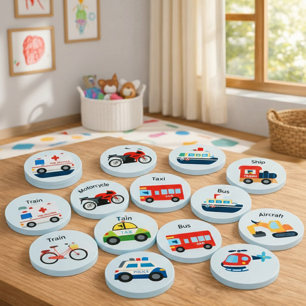 Wooden Traffic Memory & Matching Game