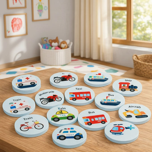 Wooden Traffic Memory & Matching Game