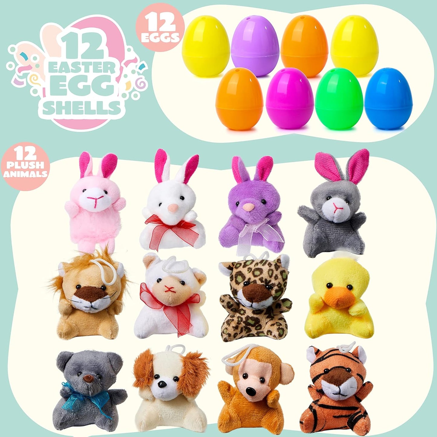 12 Pcs Prefilled Easter Eggs | Share the Joy: Perfect for Family Easter Hunts.